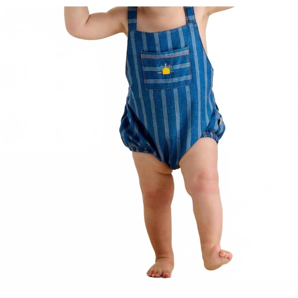 NEW THE BONNIE MOB boy's mallorca pinstripe in denim bubble